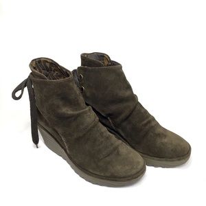 Fly London Yama Suede wedge booties